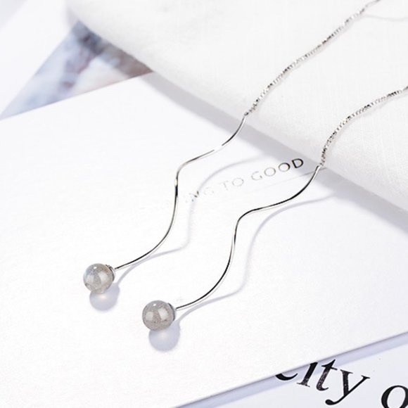 NEW 925 Sterling Silver Moonstone Swirl Earrings - Picture 2 of 6